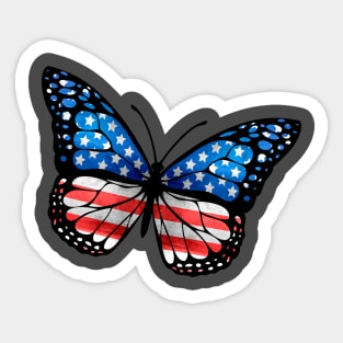 Patriotic USA Butterfly With EEUU Flag Sticker